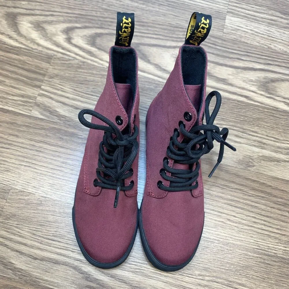 DR. MARTENS Air Wair Shoreditch Red Burgundy youth  Size 1 girls Canvas‎ Boots